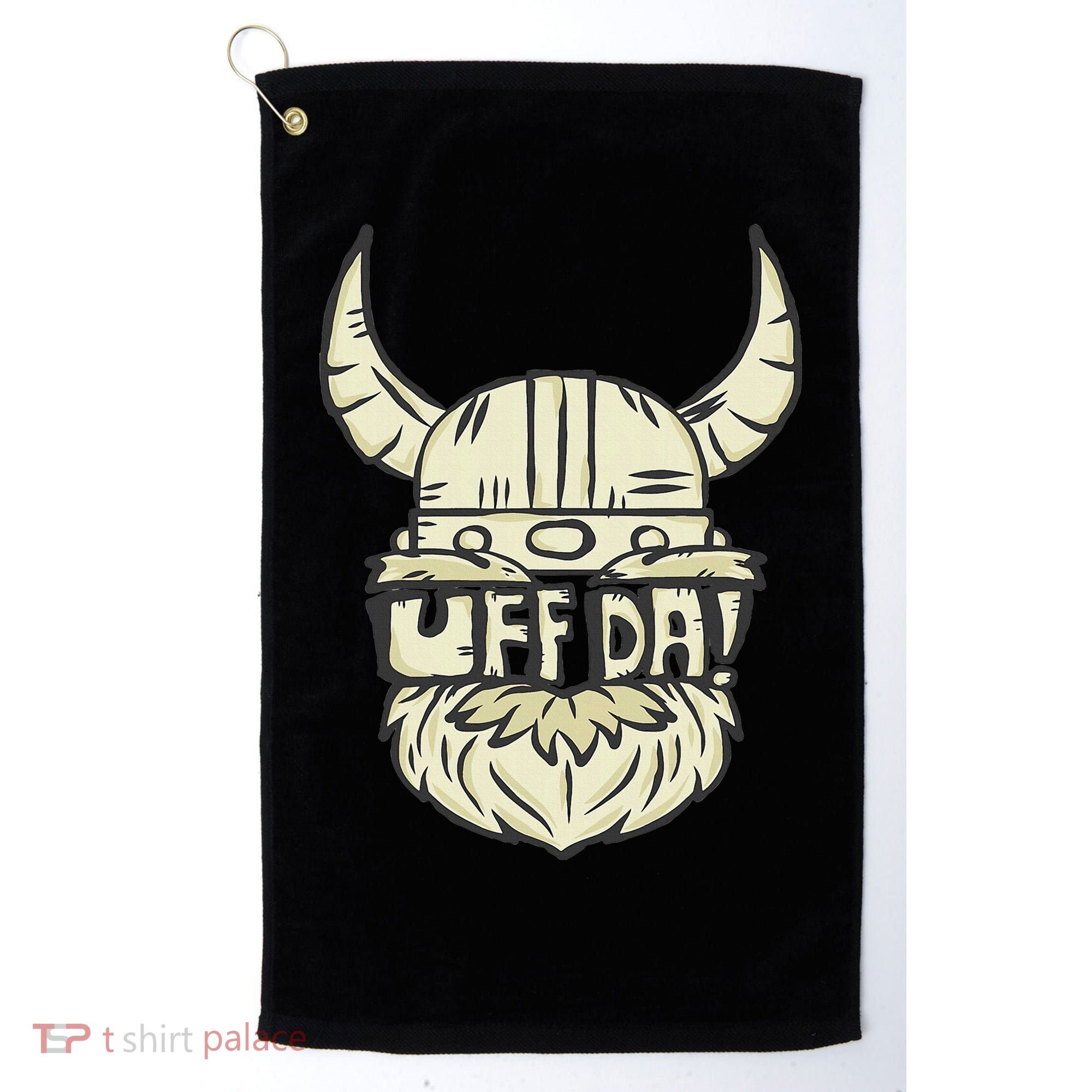 Uff Da Norwegian Quote Scandinavian Helmet Golf Towel