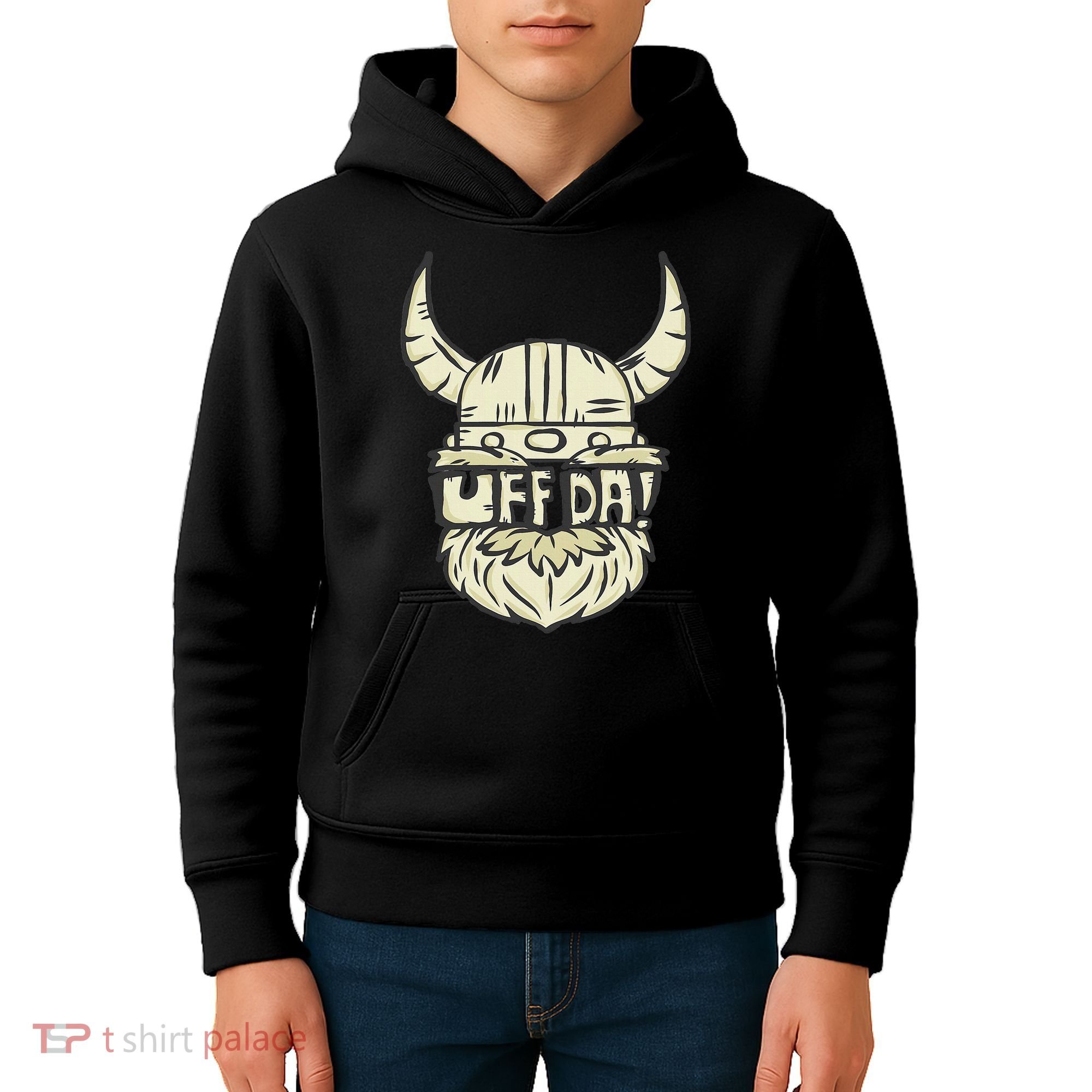 Uff Da Norwegian Quote Scandinavian Helmet Kids Hoodie