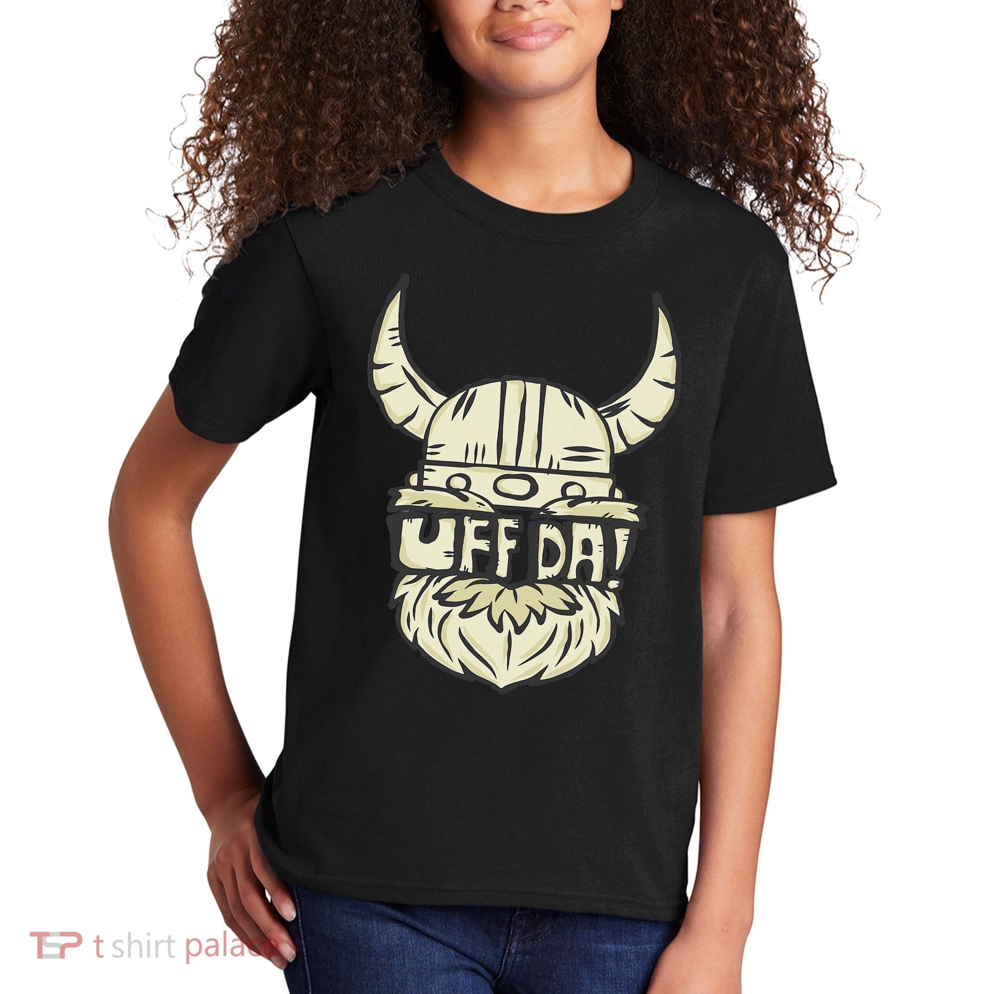 Uff Da Norwegian Quote Scandinavian Helmet Kids T-Shirt