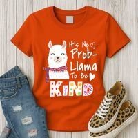 Unity Day Orange No Prob Llama Be Kind Anti Bullying Women's T-Shirt thumb 3