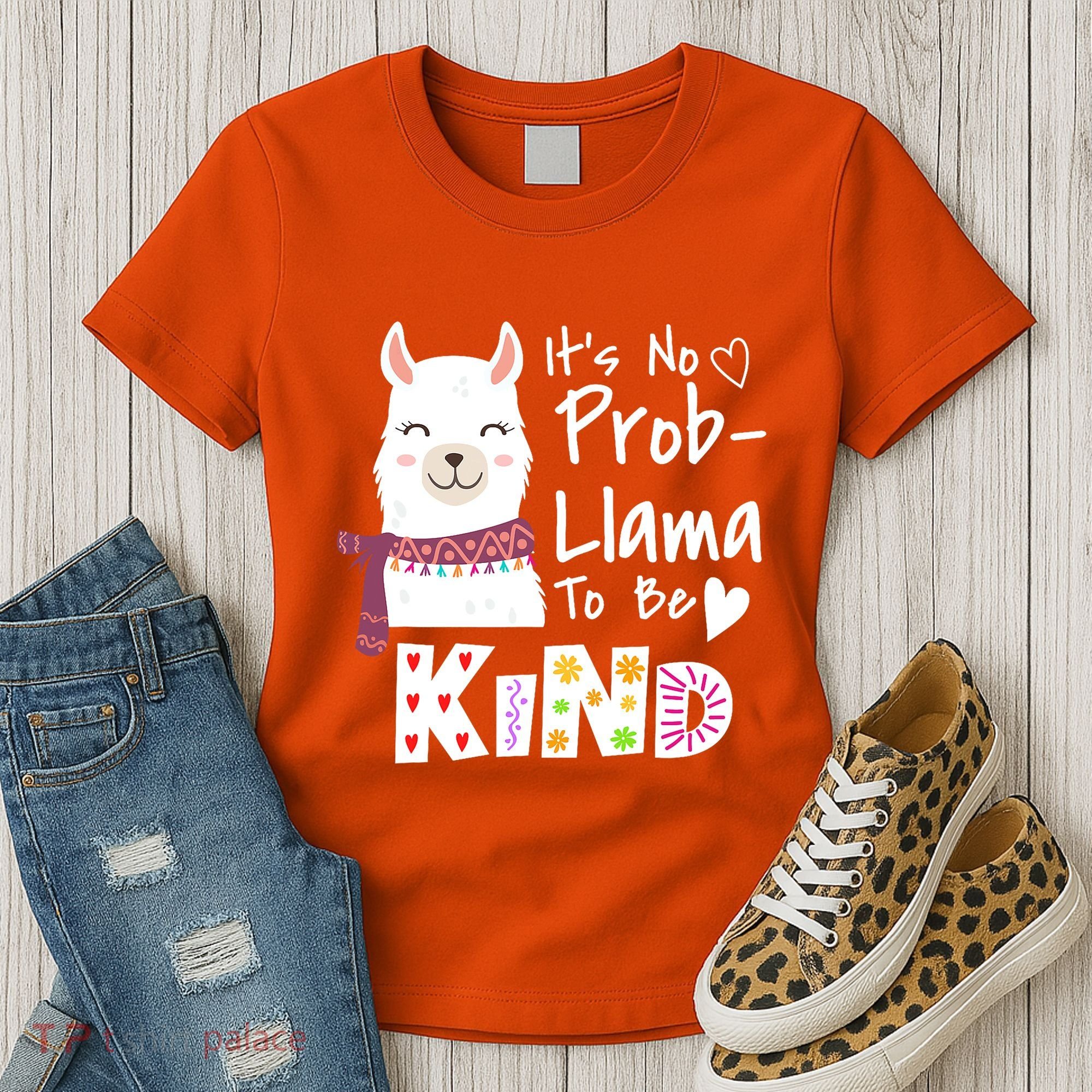 Unity Day Orange No Prob Llama Be Kind Anti Bullying Women's T-Shirt