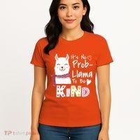 Unity Day Orange No Prob Llama Be Kind Anti Bullying Women's T-Shirt thumb 4