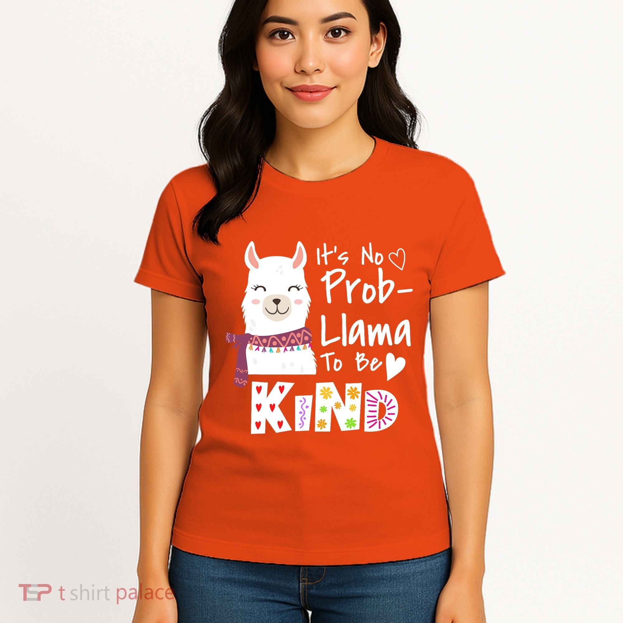 Unity Day Orange No Prob Llama Be Kind Anti Bullying Women's T-Shirt