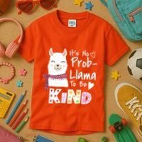 Unity Day Orange No Prob Llama Be Kind Anti Bullying Kids T-Shirt thumb 3
