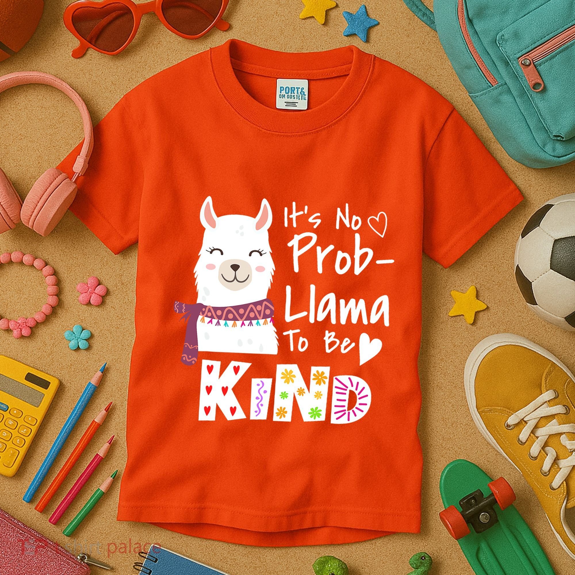 Unity Day Orange No Prob Llama Be Kind Anti Bullying Kids T-Shirt