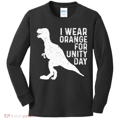 Unity Day Orange Unity Day Dinosaur Kids Long Sleeve Shirt