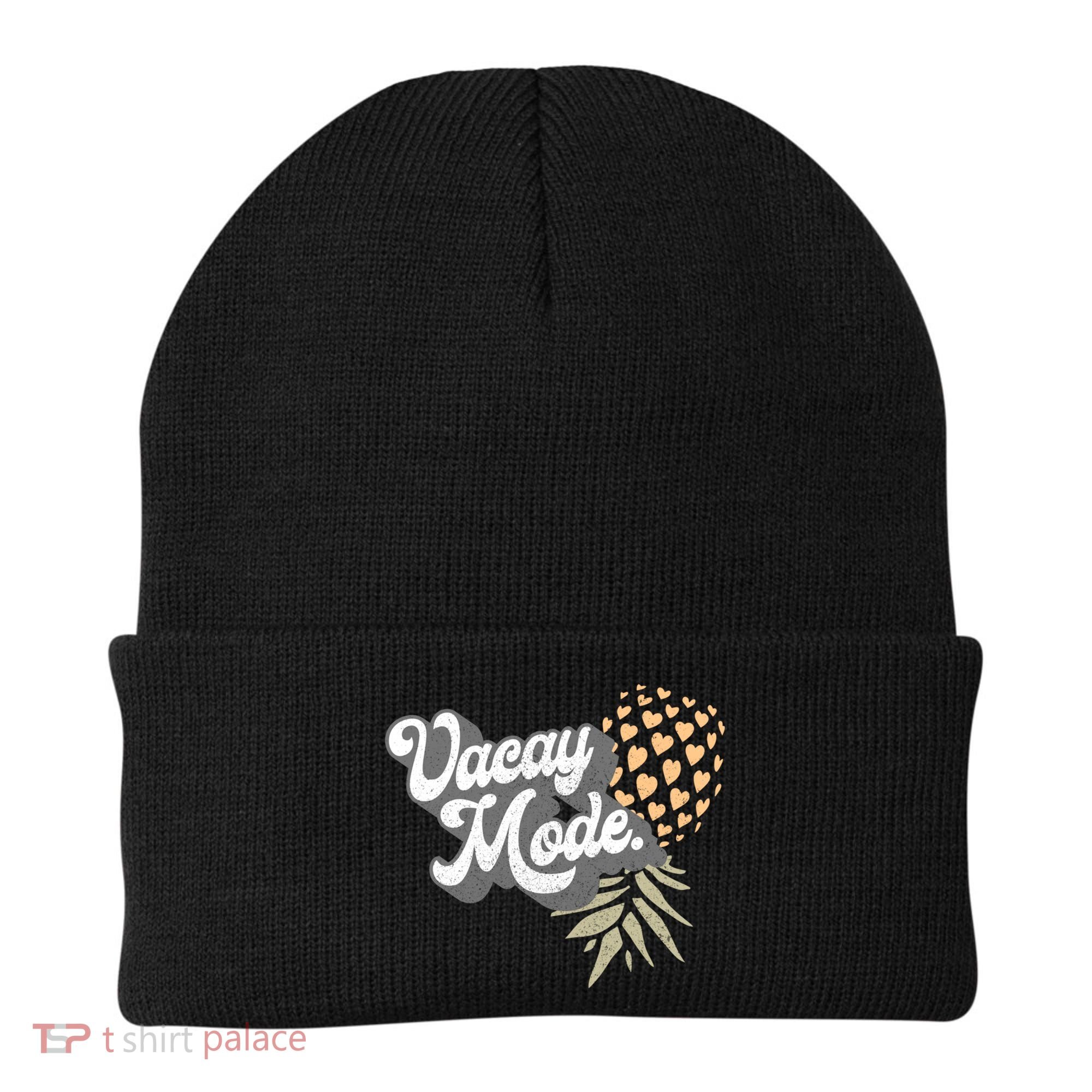 Upside Down Pineapple Vacay Mode Vacation Funny Swinger Gift Beanie