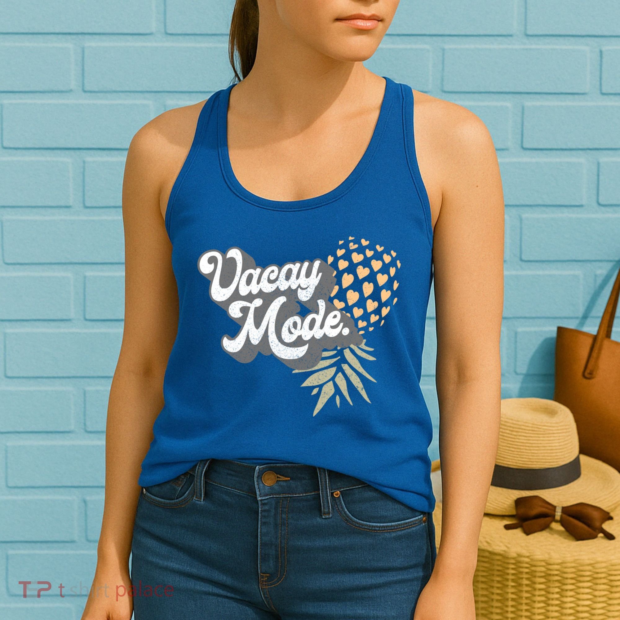 Upside Down Pineapple Vacay Mode Vacation Funny Swinger Gift Women's Tank Top
