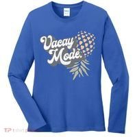 Upside Down Pineapple Vacay Mode Vacation Funny Swinger Gift Women's Long Sleeve Shirt thumb 0