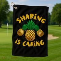Upside Down Pineapple Cute Gift Sharing Swinger Gift Golf Towel thumb 1