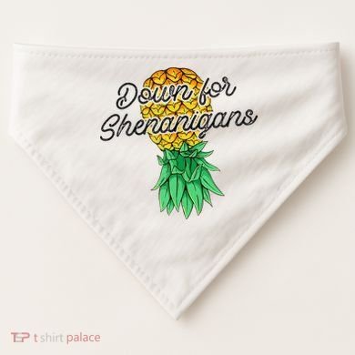 Upside Down Pineapple Down For Shenanigans Funny Swinger USA-Made Doggie Bandana