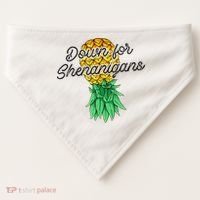 Upside Down Pineapple Down For Shenanigans Funny Swinger USA-Made Doggie Bandana thumb 0