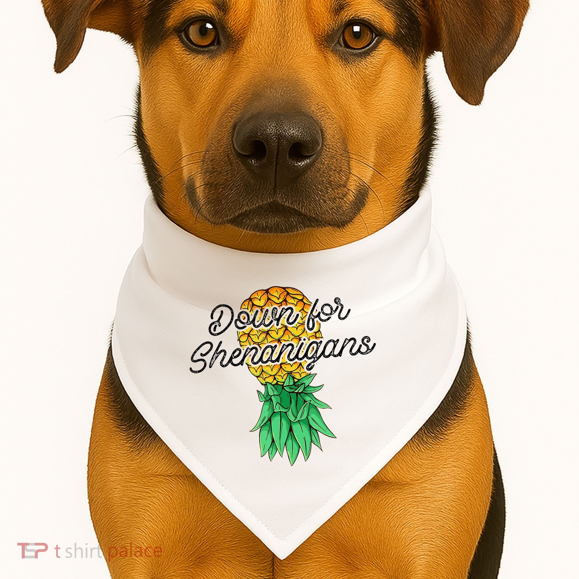 Upside Down Pineapple Down For Shenanigans Funny Swinger USA-Made Doggie Bandana