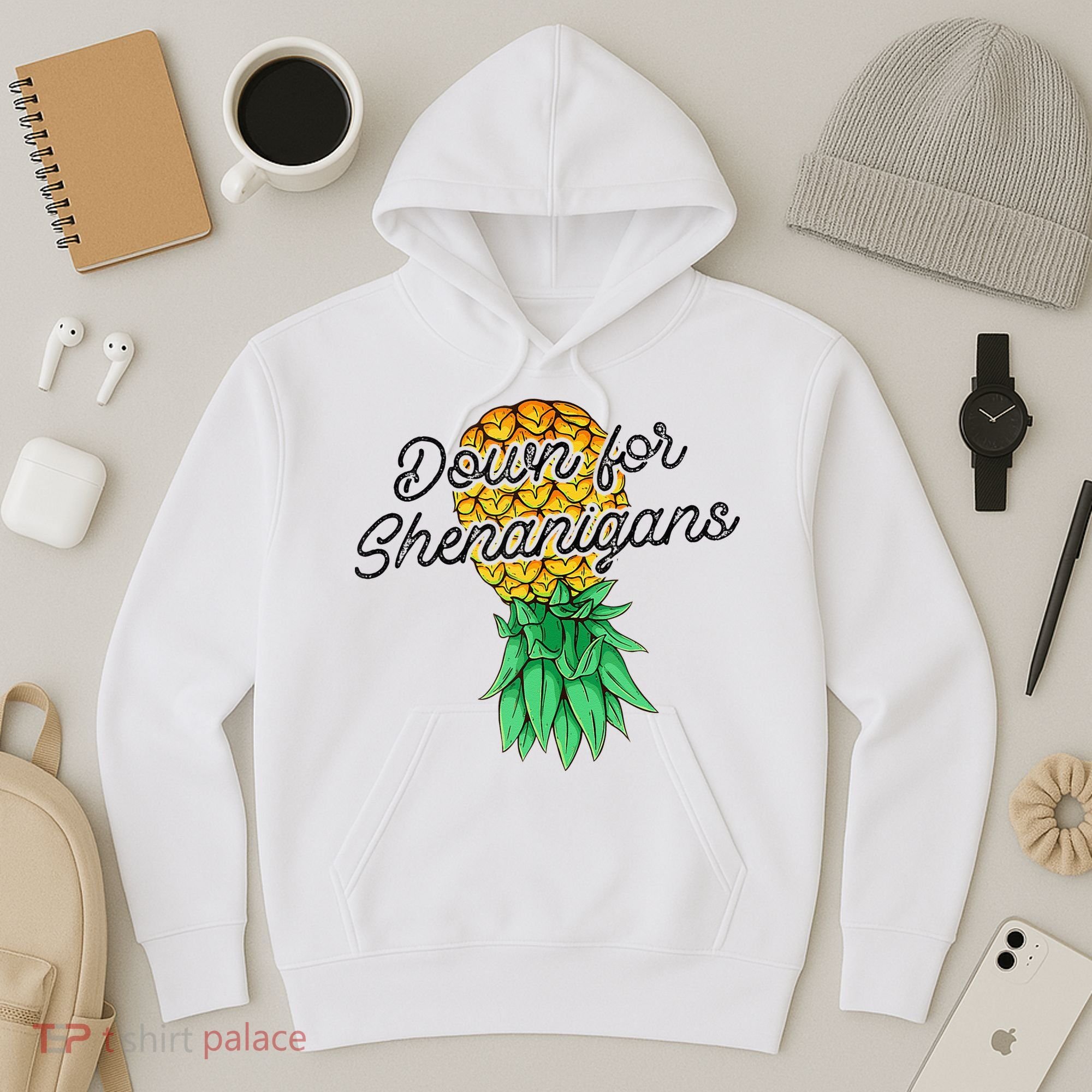 Upside Down Pineapple Down For Shenanigans Funny Swinger Hoodie