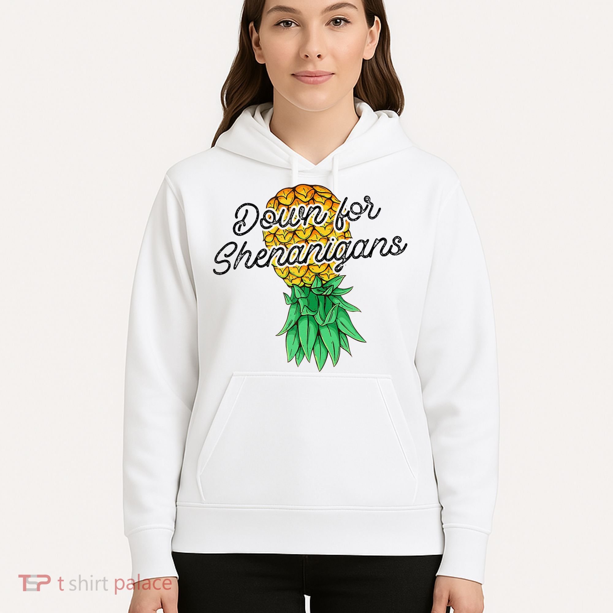 Upside Down Pineapple Down For Shenanigans Funny Swinger Hoodie