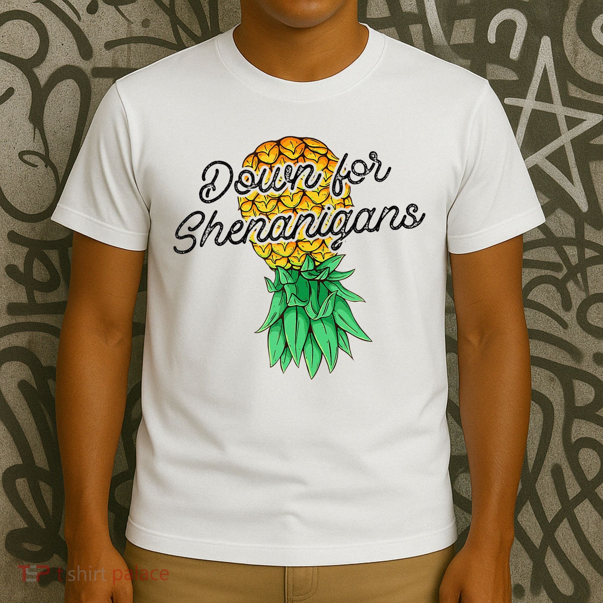 Upside Down Pineapple Down For Shenanigans Funny Swinger T-Shirt