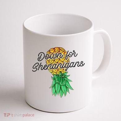 Upside Down Pineapple Down For Shenanigans Funny Swinger Coffee Mug back