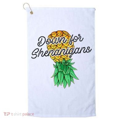 Upside Down Pineapple Down For Shenanigans Funny Swinger Golf Towel