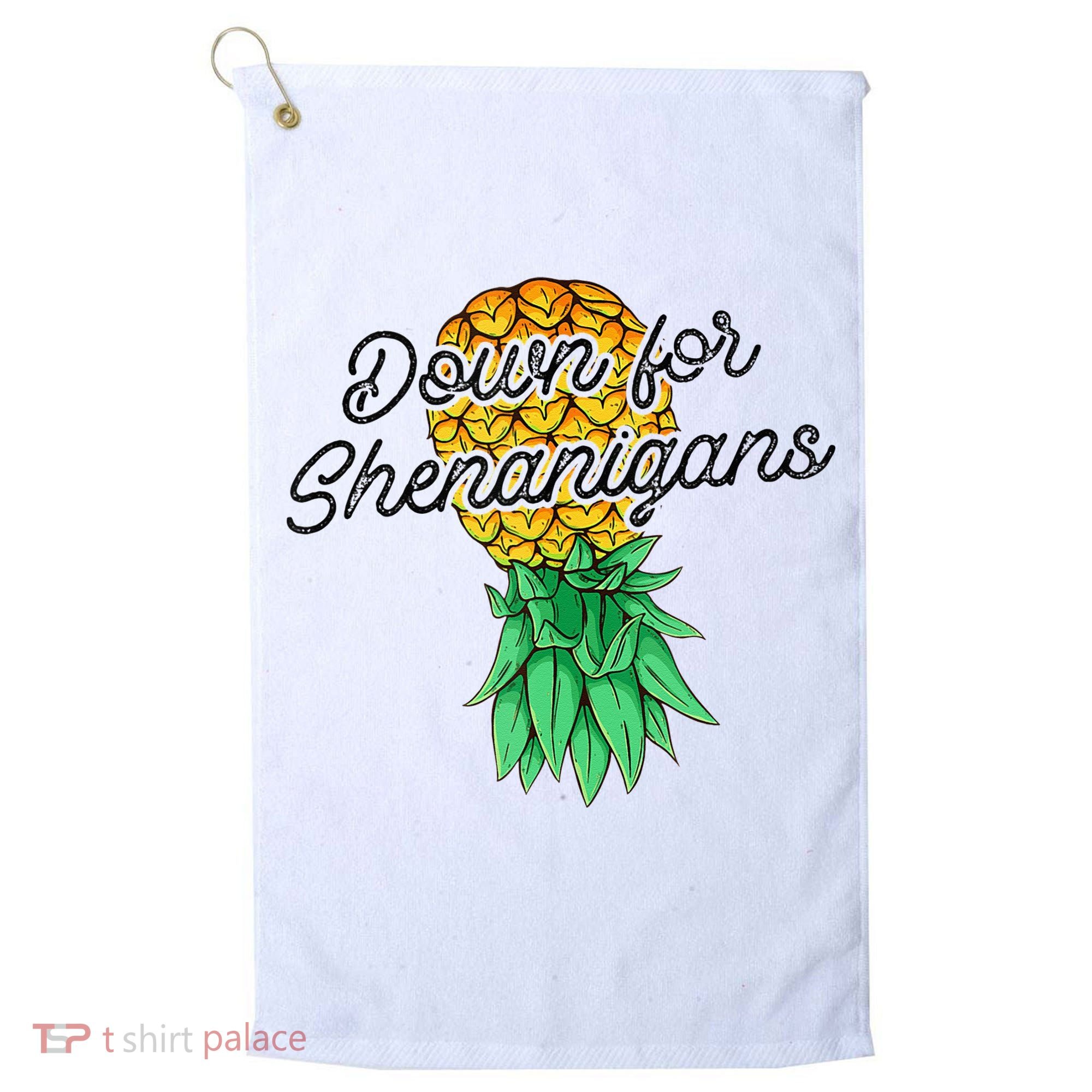 Upside Down Pineapple Down For Shenanigans Funny Swinger Golf Towel