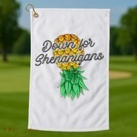 Upside Down Pineapple Down For Shenanigans Funny Swinger Golf Towel thumb 1