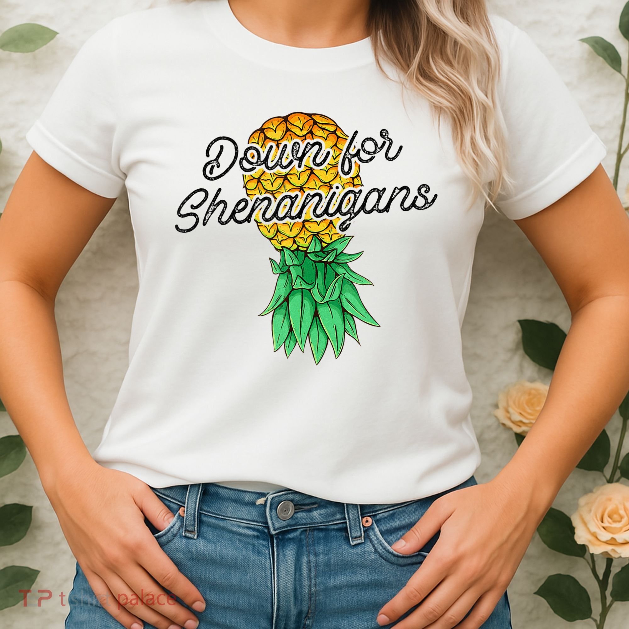 Upside Down Pineapple Down For Shenanigans Funny Swinger Women's T-Shirt