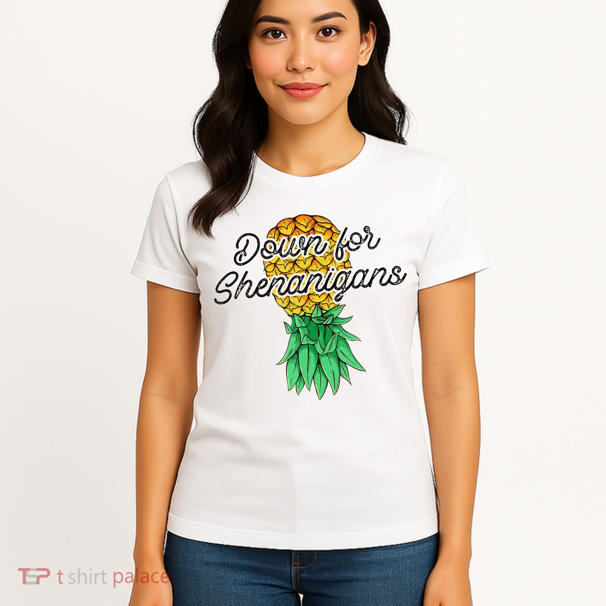 Upside Down Pineapple Down For Shenanigans Funny Swinger Women's T-Shirt