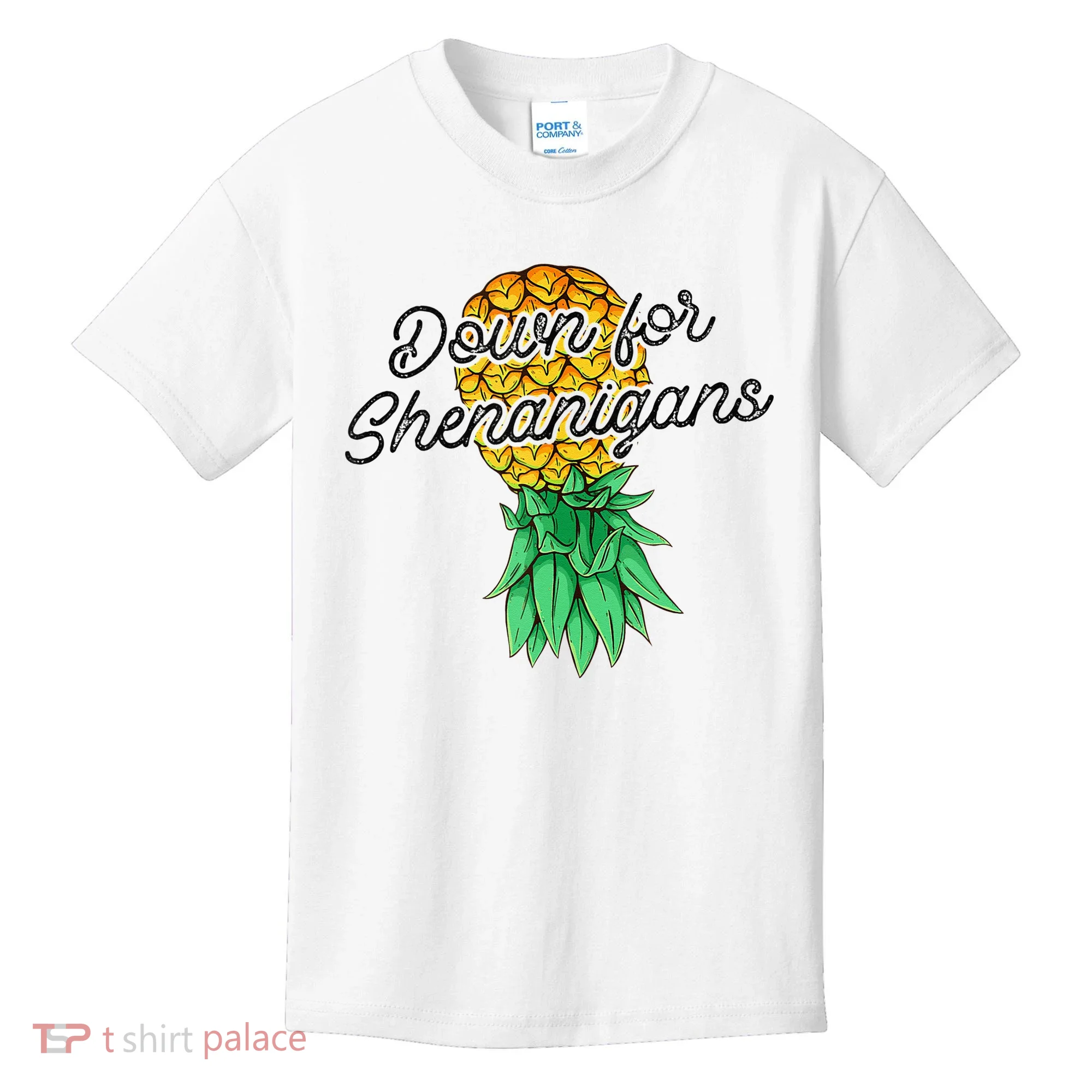 Upside Down Pineapple Down For Shenanigans Funny Swinger Kids T-Shirt