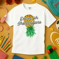 Upside Down Pineapple Down For Shenanigans Funny Swinger Kids T-Shirt thumb 3