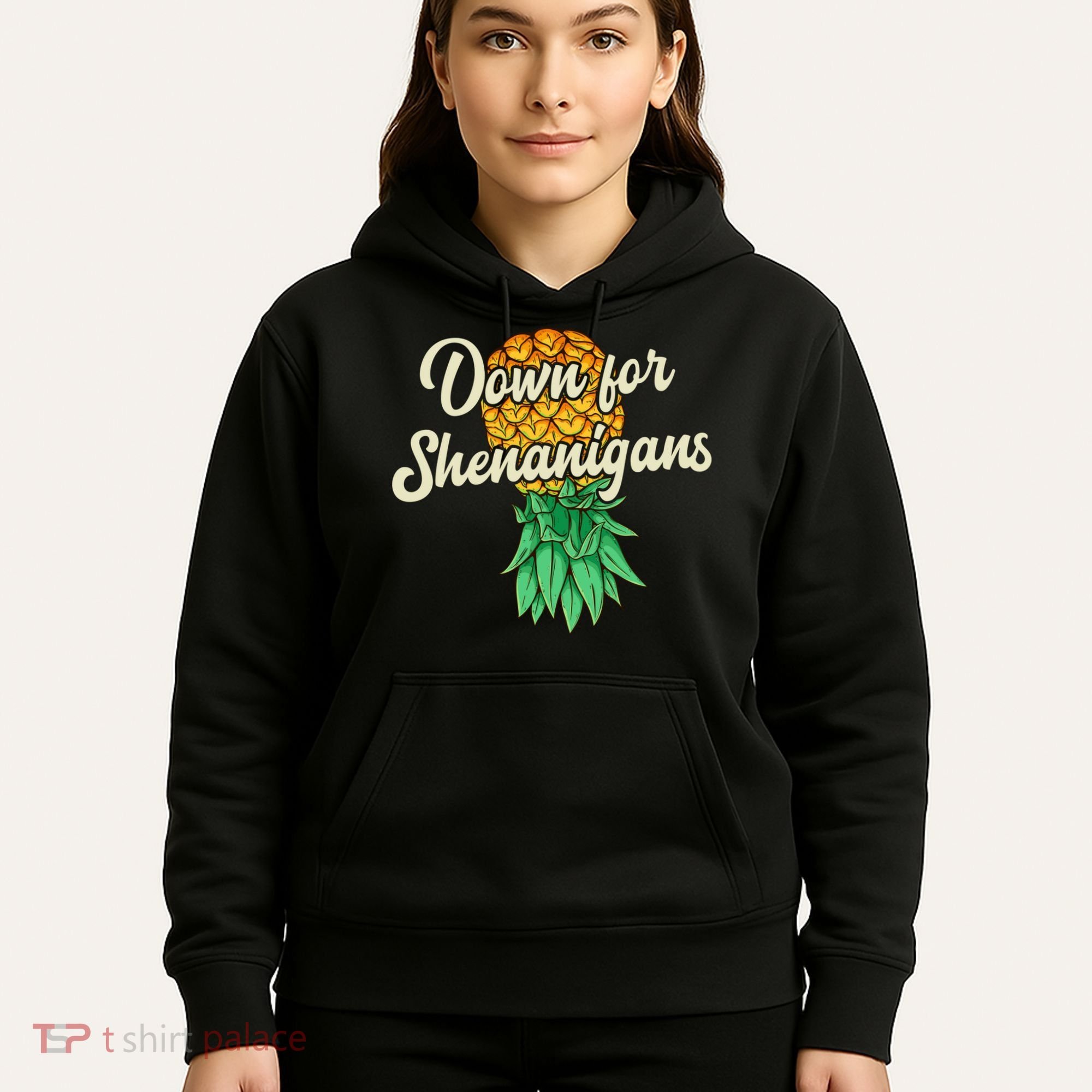 Upside Down Pineapple Down For Shenanigans Funny Swinger Hoodie