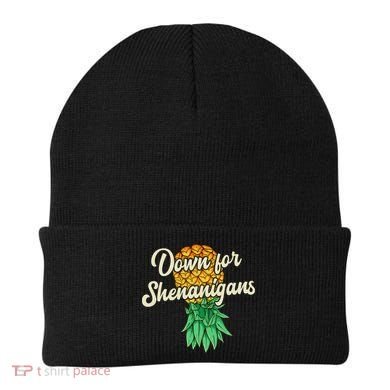 Upside Down Pineapple Down For Shenanigans Funny Swinger Beanie