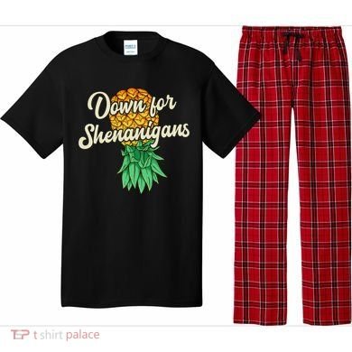 Upside Down Pineapple Down For Shenanigans Funny Swinger Pajama Set