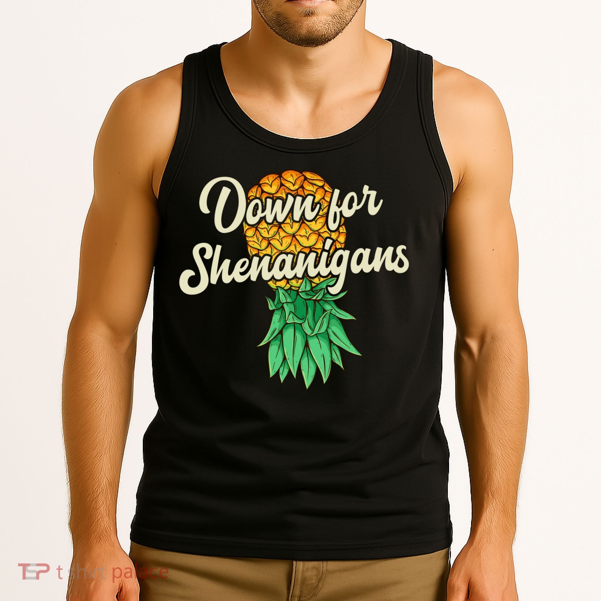 Upside Down Pineapple Down For Shenanigans Funny Swinger Tank Top