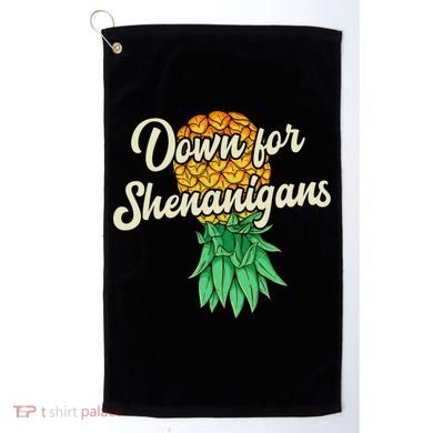 Upside Down Pineapple Down For Shenanigans Funny Swinger Golf Towel