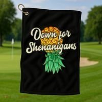 Upside Down Pineapple Down For Shenanigans Funny Swinger Golf Towel thumb 1