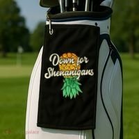 Upside Down Pineapple Down For Shenanigans Funny Swinger Golf Towel thumb 2