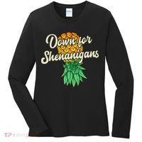 Upside Down Pineapple Down For Shenanigans Funny Swinger Women's Long Sleeve Shirt thumb 0