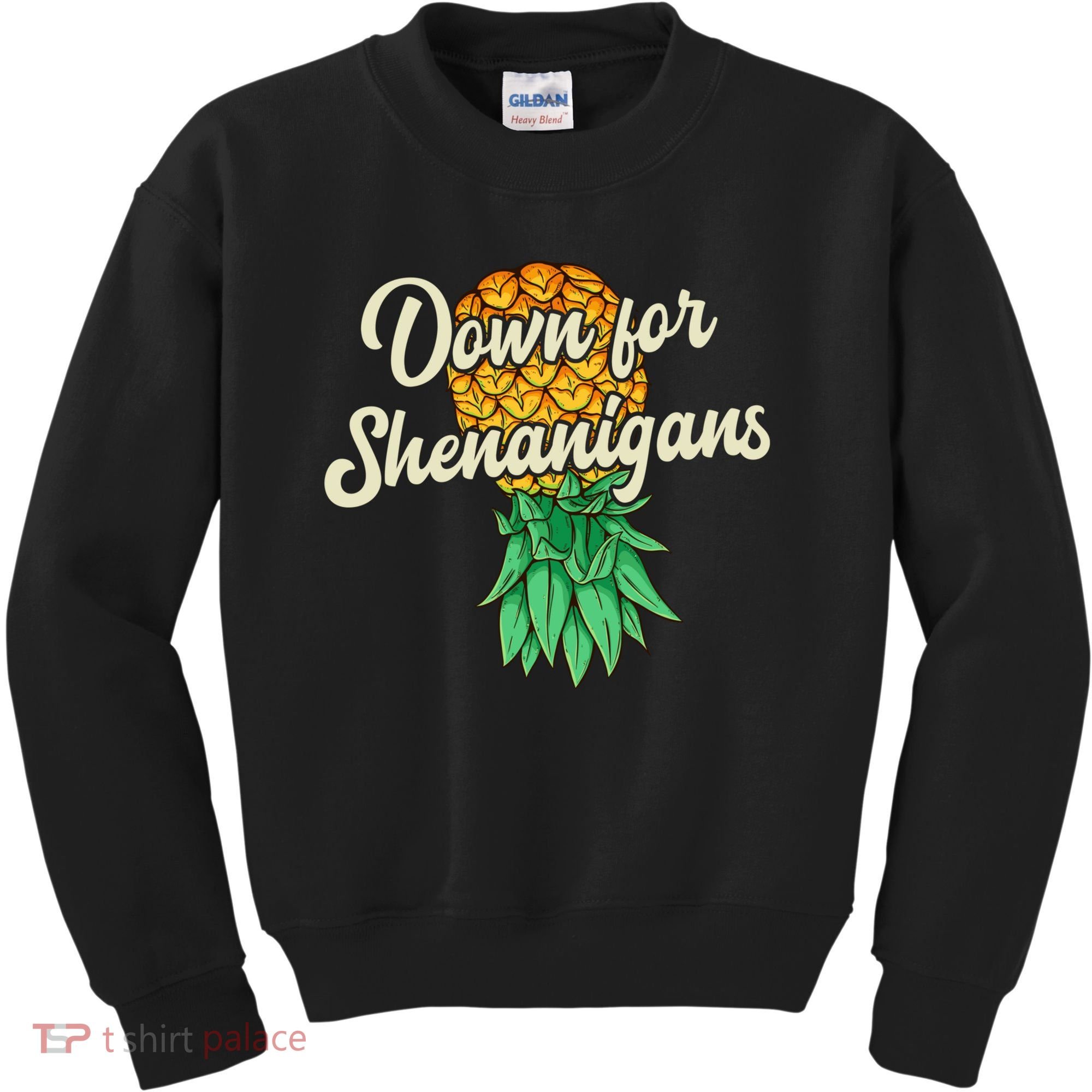 Upside Down Pineapple Down For Shenanigans Funny Swinger Kids Sweatshirt