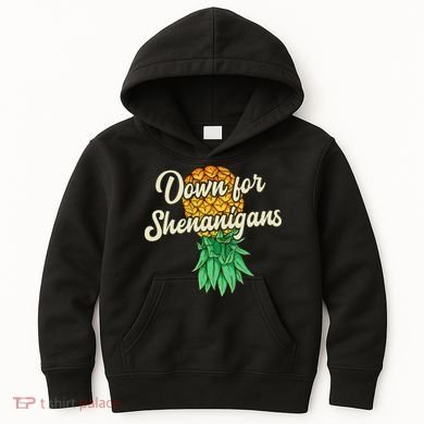 Upside Down Pineapple Down For Shenanigans Funny Swinger Kids Hoodie