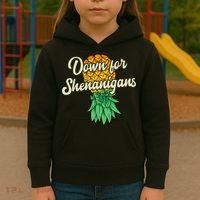 Upside Down Pineapple Down For Shenanigans Funny Swinger Kids Hoodie thumb 3