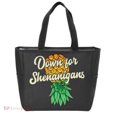 Upside Down Pineapple Down For Shenanigans Funny Swinger Tote Bag