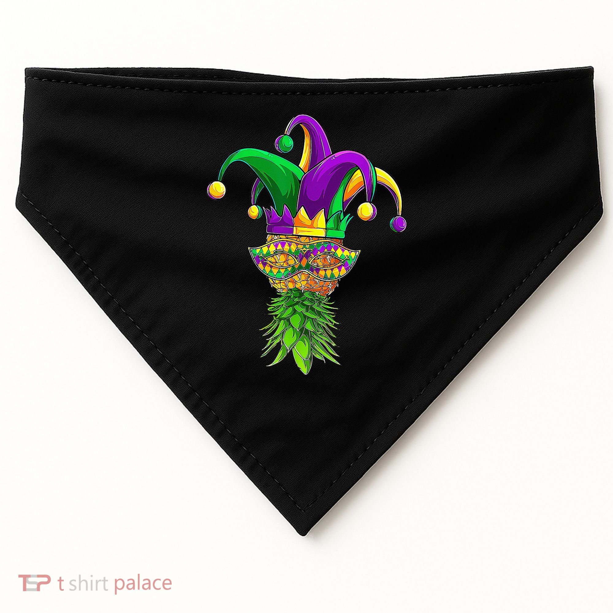 Upside Down Pineapple Mask Mardi Gras USA-Made Doggie Bandana