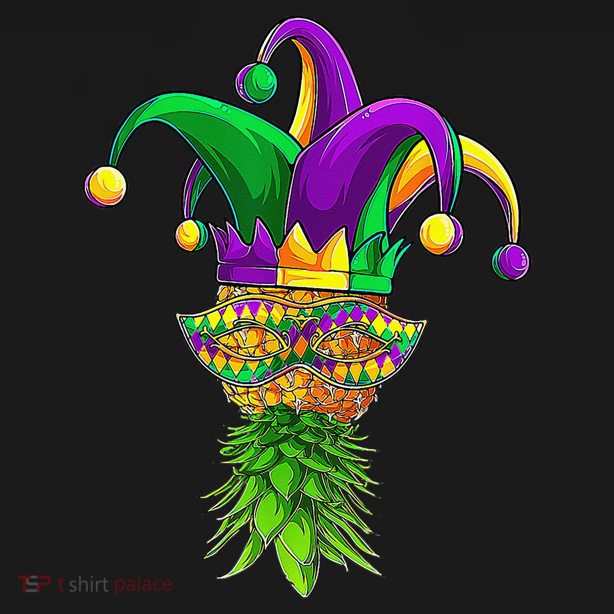Upside Down Pineapple Mask Mardi Gras Polo