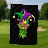 Upside Down Pineapple Mask Mardi Gras Golf Towel thumb 1