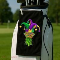 Upside Down Pineapple Mask Mardi Gras Golf Towel thumb 2