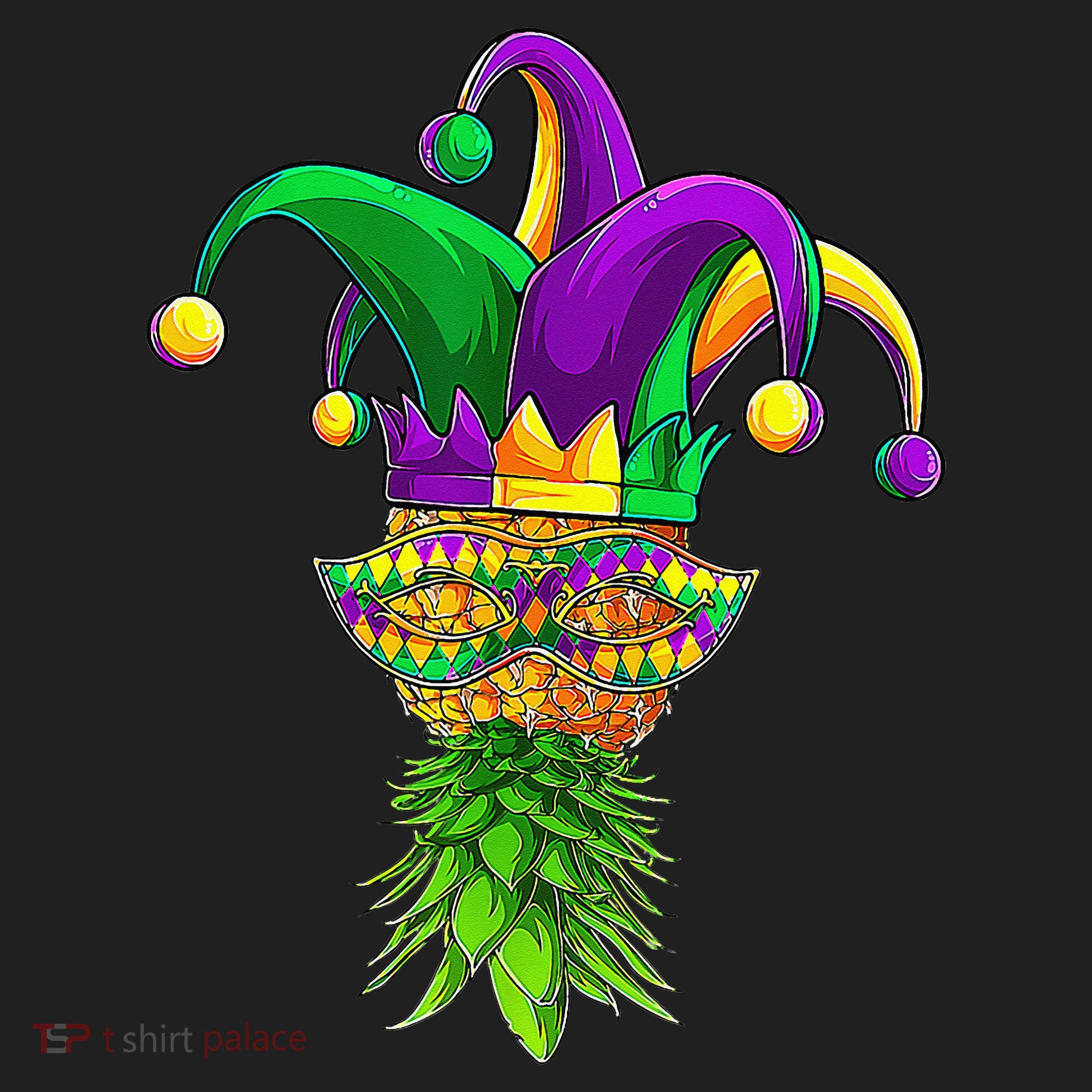 Upside Down Pineapple Mask Mardi Gras Golf Towel