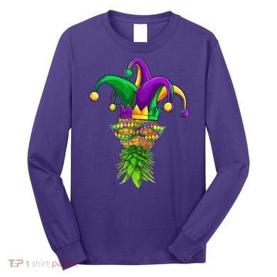 Upside Down Pineapple Mask Mardi Gras Long Sleeve Shirt
