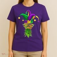 Upside Down Pineapple Mask Mardi Gras T-Shirt thumb 4