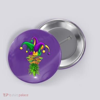 Upside Down Pineapple Mask Mardi Gras Button