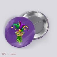 Upside Down Pineapple Mask Mardi Gras Button thumb 0