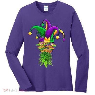 Upside Down Pineapple Mask Mardi Gras Women's Long Sleeve Shirt